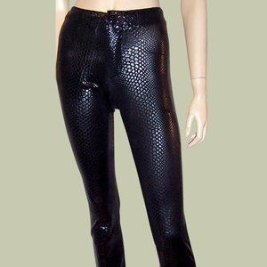 Vintage Black Faux Snakeskin Pants by Tark'1 Paris | Size T1 | Sexy!